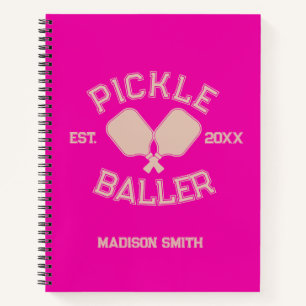 Pickle Baller Pickleball Collegiate Typography Notebook
