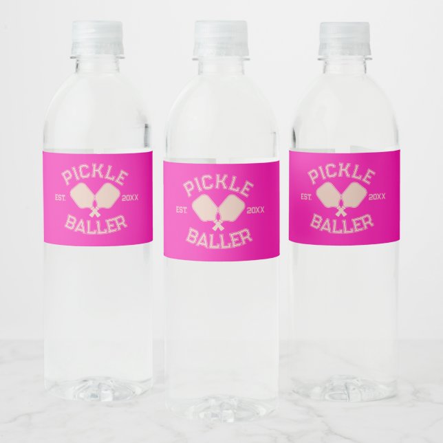 Pickle Baller Pickleball Collegiate Typography Water Bottle Label (Bottles)