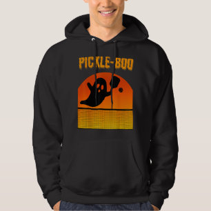Pickle-Boo Ghost Playing Pickleball Halloween Cost Hoodie
