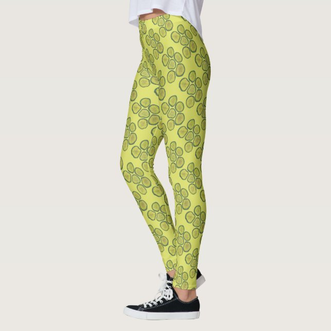 Pickle Chips Green Kosher Dill Pickle Chip Print Leggings (Left)