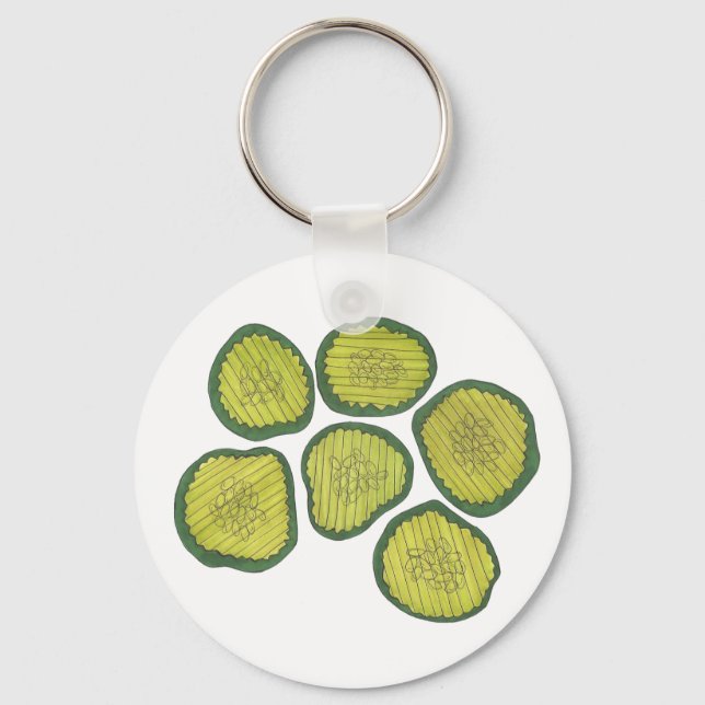 Pickle Chips Green Kosher Dill Sweet Pickle Foodie Key Ring (Front)