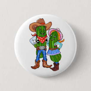 Pickle Cowboy, Gherkin Cowgirl, Dill Cucumber West 6 Cm Round Badge