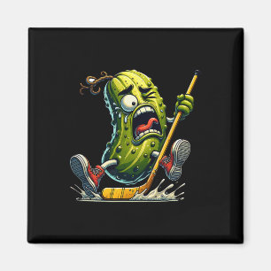 Pickle Hockey Panic Funny Ice Rink Cartoon Charact Magnet