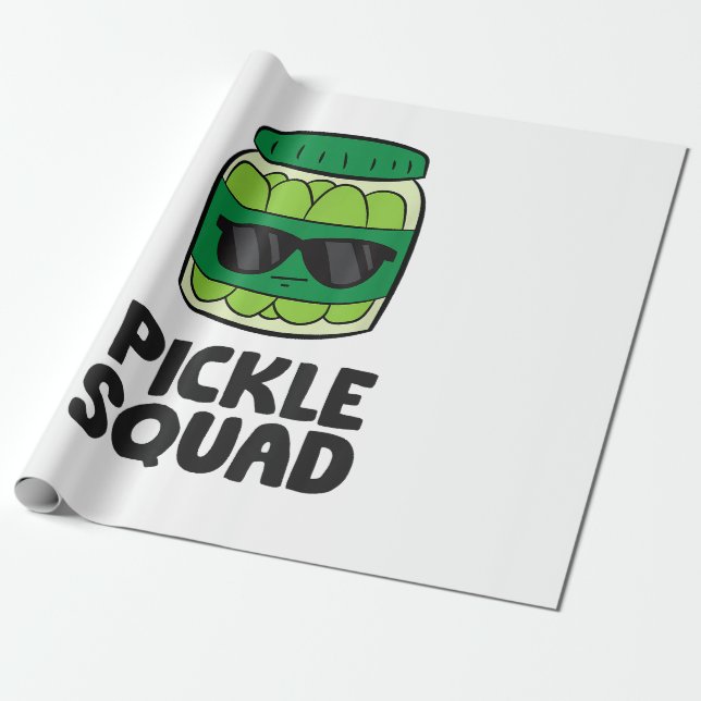 Pickle Lover Team Pickles Funny Pickle Squad Wrapping Paper (Unrolled)