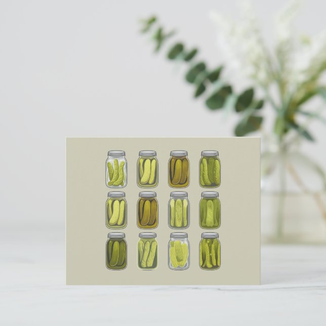 Pickle Lover Vintage Canned Pickles Jar Christmas  Holiday Postcard (Standing Front)