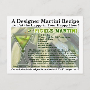 Pickle Martini Recipe Postcard