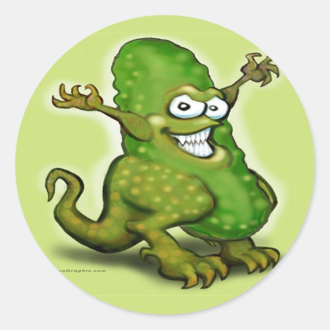 Pickle Monster Classic Round Sticker (Front)