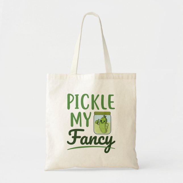 Pickle My Fancy Pickles Lover Cute Green Dill Jar Tote Bag (Front)