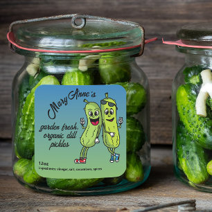 Pickle Pals Funny Cartoon Pickles Label