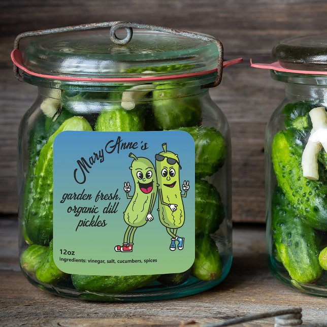 Pickle Pals Funny Cartoon Pickles Label (Creator Uploaded)