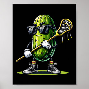Pickle Playing Lacrosse Funny Sports Trendy For Bo Poster