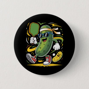 Pickle Playing Pickleball 6 Cm Round Badge