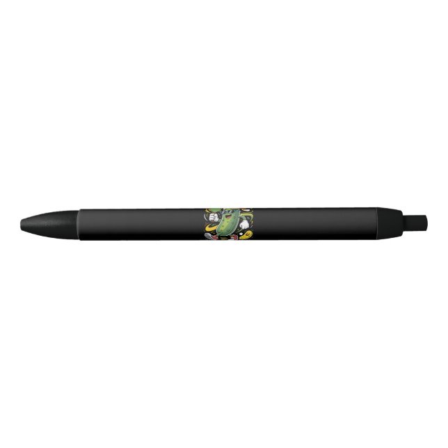 Pickle Playing Pickleball Black Ink Pen (Front)