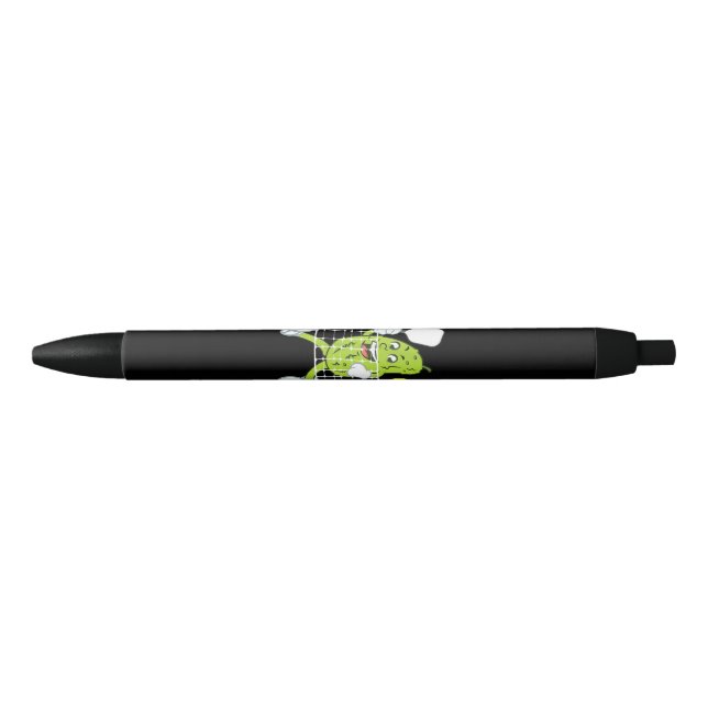 Pickle Playing Pickleball - Funny Pickleball Paddl Black Ink Pen (Front)