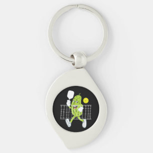 Pickle Playing Pickleball - Funny Pickleball Paddl Key Ring