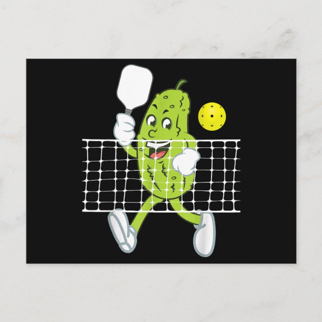 Pickle Playing Pickleball - Funny Pickleball Paddl Postcard (Front)