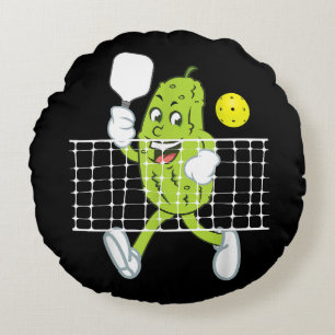 Pickle Playing Pickleball - Funny Pickleball Paddl Round Cushion