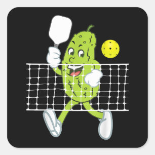 Pickle Playing Pickleball - Funny Pickleball Paddl Square Sticker