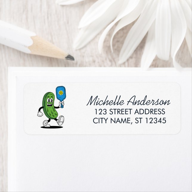 Pickle Playing Pickleball Funny Return Address Label (Insitu)