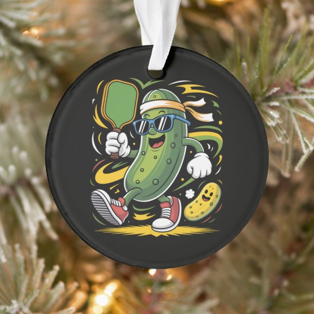 Pickle Playing Pickleball Ornament (Tree)