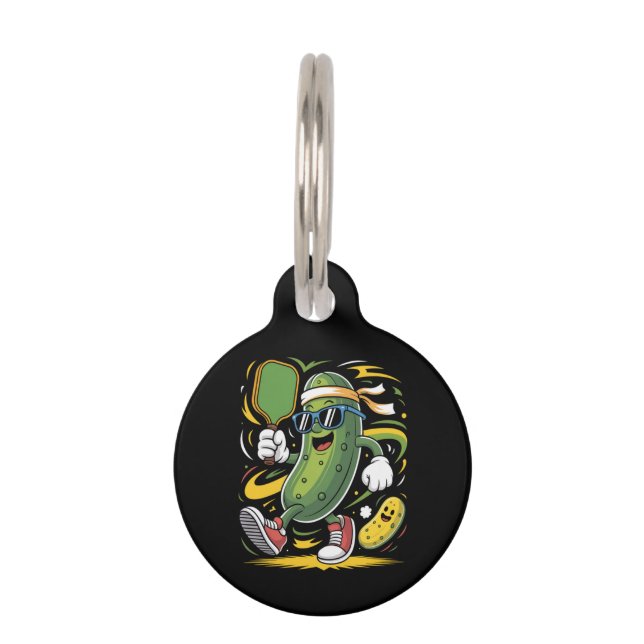 Pickle Playing Pickleball Pet Tag (Front)