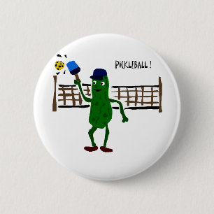 Pickle Playing Pickleball Primitive Art 6 Cm Round Badge