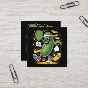 Pickle Playing Pickleball Square Business Card