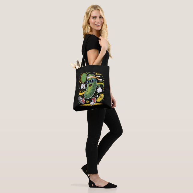 Pickle Playing Pickleball Tote Bag (On Model)