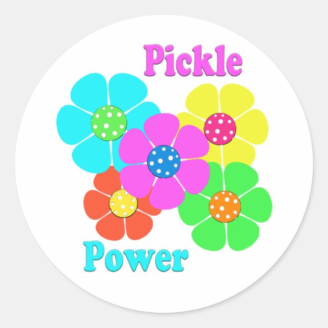 Pickle Power Pickleball  Classic Round Sticker (Front)