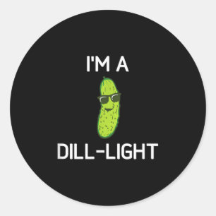 Pickle Pun, Im A Dill-light, Funny, Jokes, Sarcast Classic Round Sticker