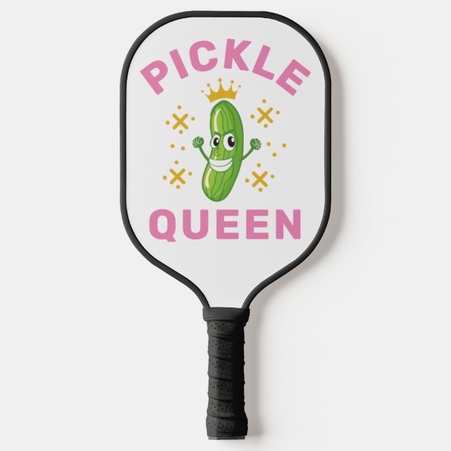 Pickle Queen Pink Typography Sports Accessories Pickleball Paddle (Front)