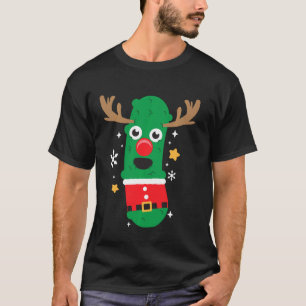 Pickle Reindeer Santa Funny Cool Christmas T-Shirt