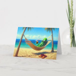 Pickle Relaxing In Hammock For Father's Day Card