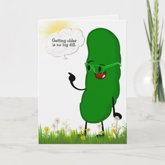 pickle with glasses for birthday card (Front)