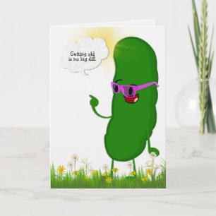pickle with pink glasses for birthday card