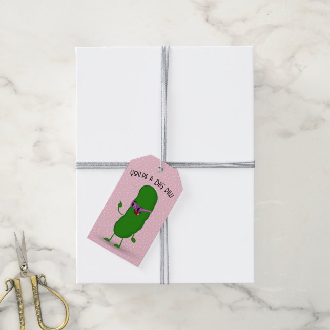 Pickle With Pink Glasses  Gift Tags (With Twine)