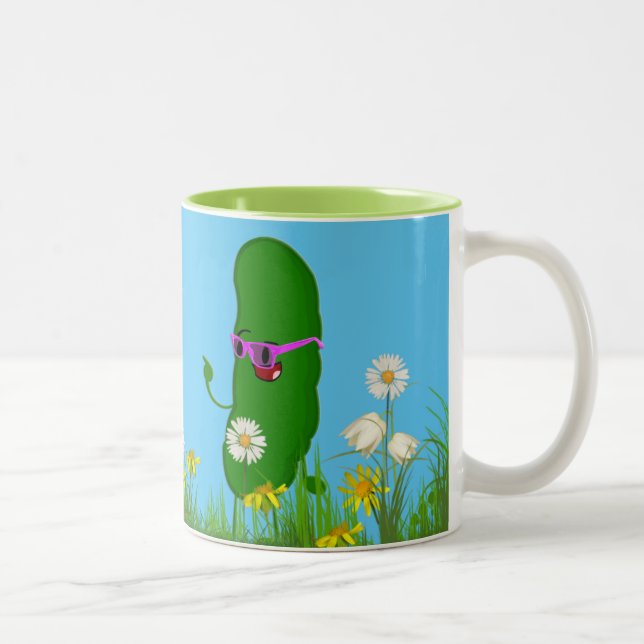 Pickle With Pink Glasses Two-Tone Coffee Mug (Right)