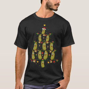 Pickle Xmas Tree Gift Santa Hat Pickle Fruit Chris T-Shirt