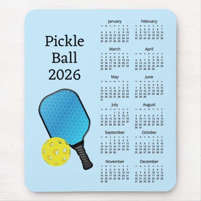 Pickleball 2026 Calendar Mouse Pad (Front)