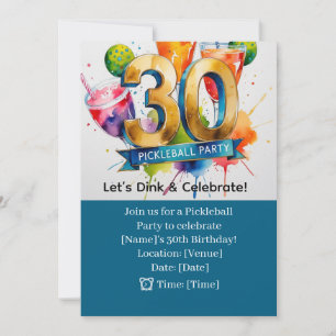 Pickleball 30th Birthday Party Invitation