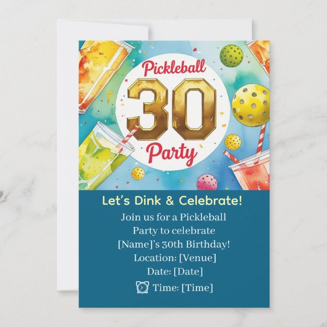 Pickleball 30th Birthday Party Invitation (Front)