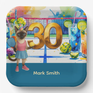 Pickleball 30th birthday party paper plate