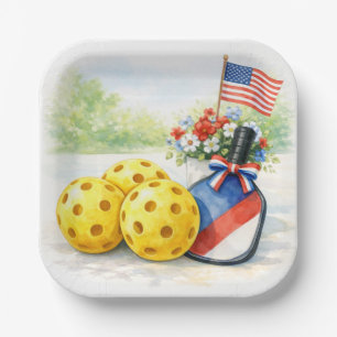 Pickleball 4th July Party Independence Day Paper Plate