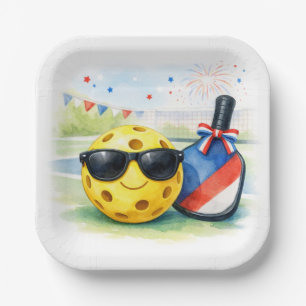 Pickleball 4th July Party Independence Day Paper Plate