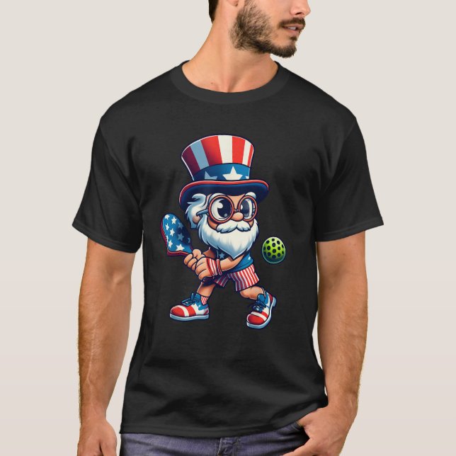 Pickleball 4th Of July Uncle Sam Independence Day  T-Shirt (Front)