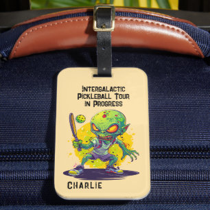 Pickleball Alien  Luggage Tag