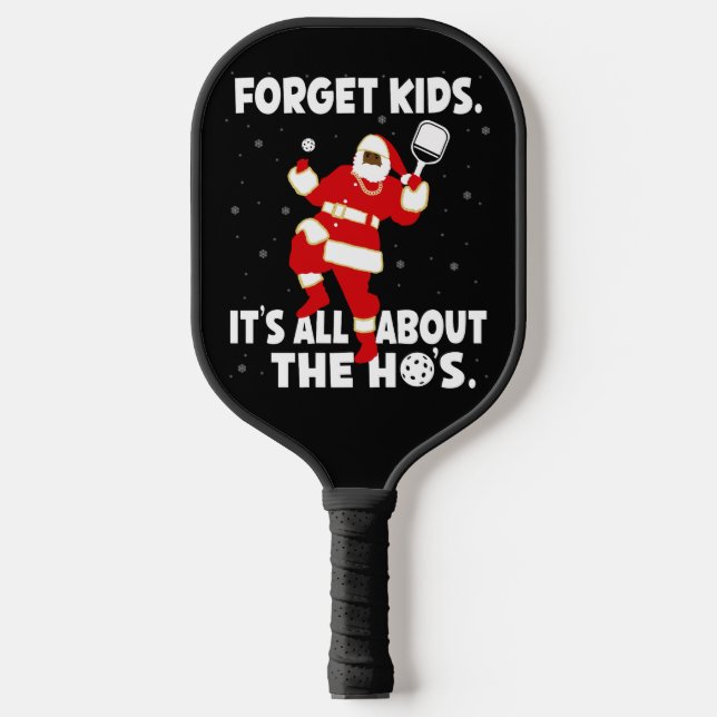 Pickleball All About The Dinks Funny Santa Black Pickleball Paddle (Front)
