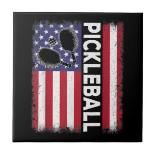 Pickleball American Flag Funny Pickleball Lover Vi Ceramic Tile