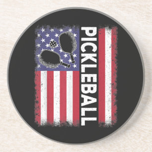 Pickleball American Flag Funny Pickleball Lover Vi Coaster