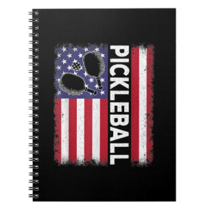 Pickleball American Flag Funny Pickleball Lover Vi Notebook